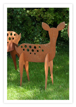 Fawn - Small Steel Deer in Rust Effect